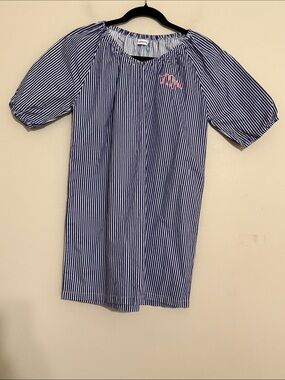 La Paloma Girls Navy Stripe Nightgown Pink Embroidery 10/11y casual vacation